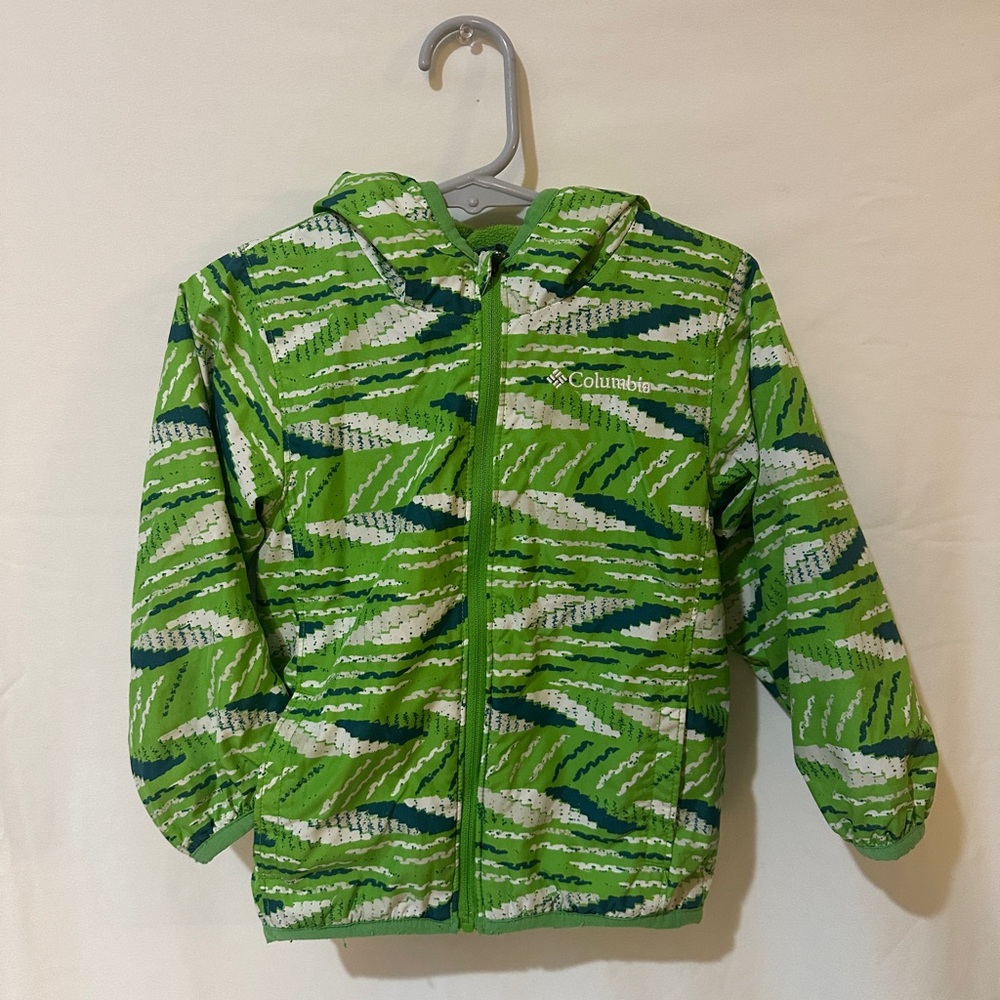 Columbia Green and White Patterned Toddlers' Jacket - Fleece Lined